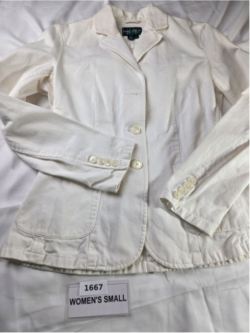 Women's Lauren Jeans Co. Ralph Lauren White Blazer Jacket Size Small #1667